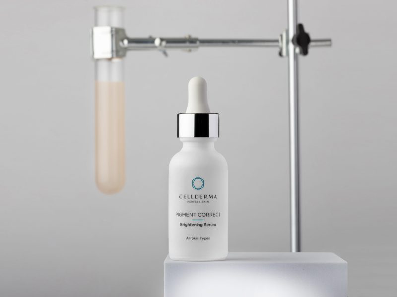 Pigment Correct professional photography test tube background product on plinth