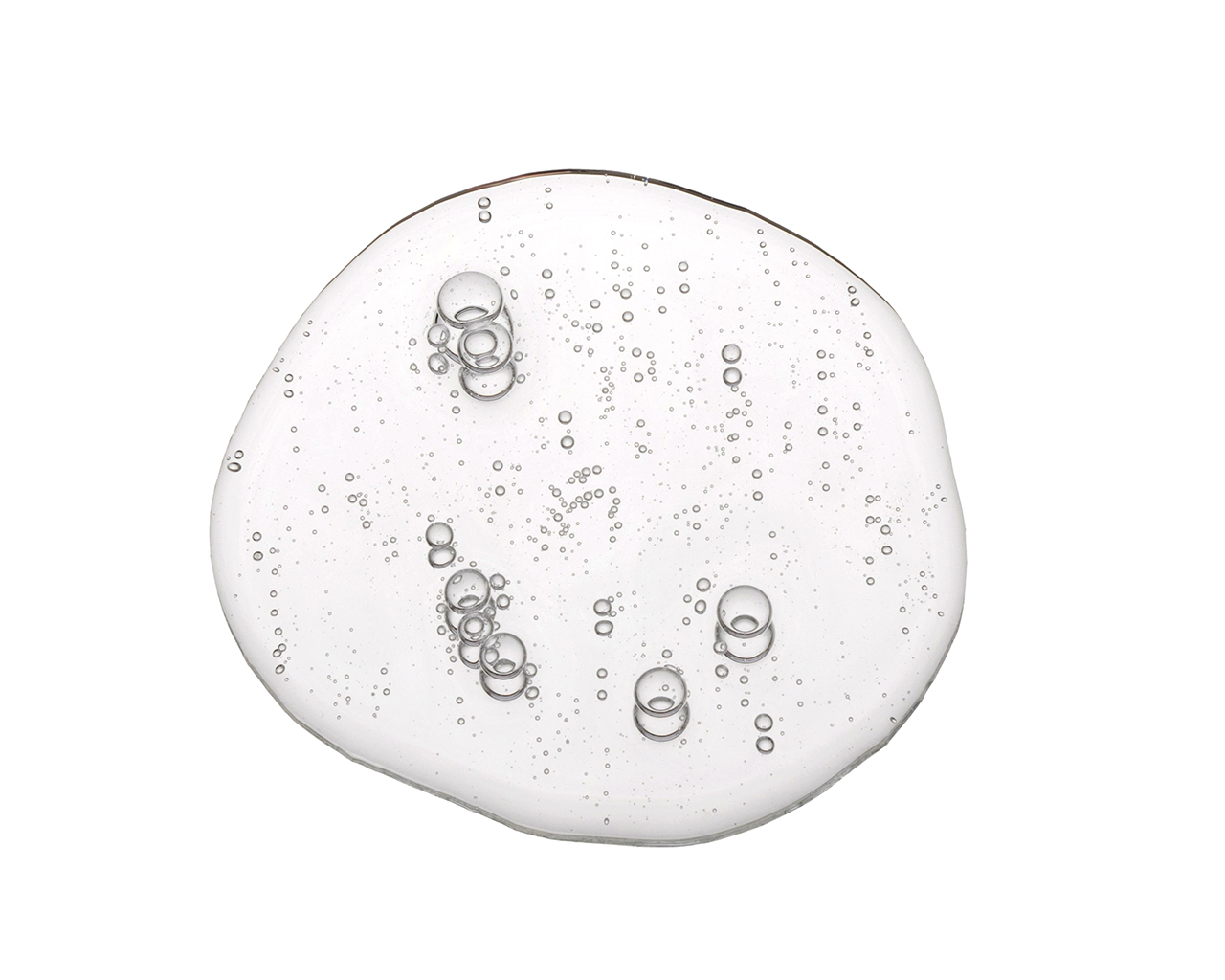 A blob of gel liquid on a white background