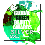 Global Green Beauty Awards 2025 silver award badge recognising excellence in green beauty and skincare.