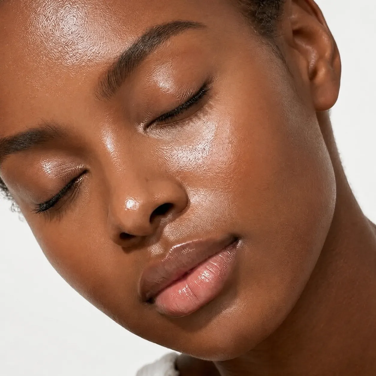 Close-up of glowing skin after using CellDerma Retin-Ace Resurfacing Night Serum.