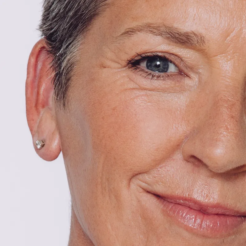 close up of glowing skin after using CellDerma Collagen Restore Cream showing a smoother and hydrated appearance.