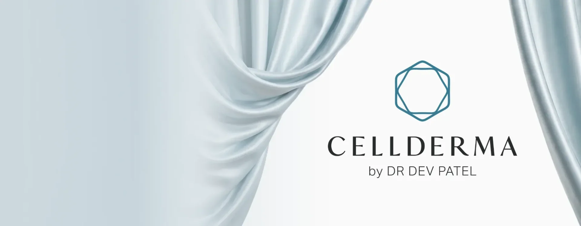 CellDerma new brand identity banner with CellDerma logo and soft clinical skincare imagery
