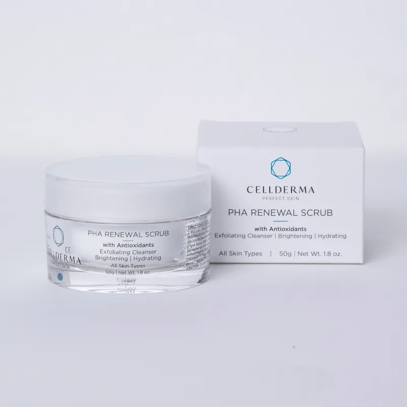 CellDerma PHA Renewal Scrub with its outer packaging