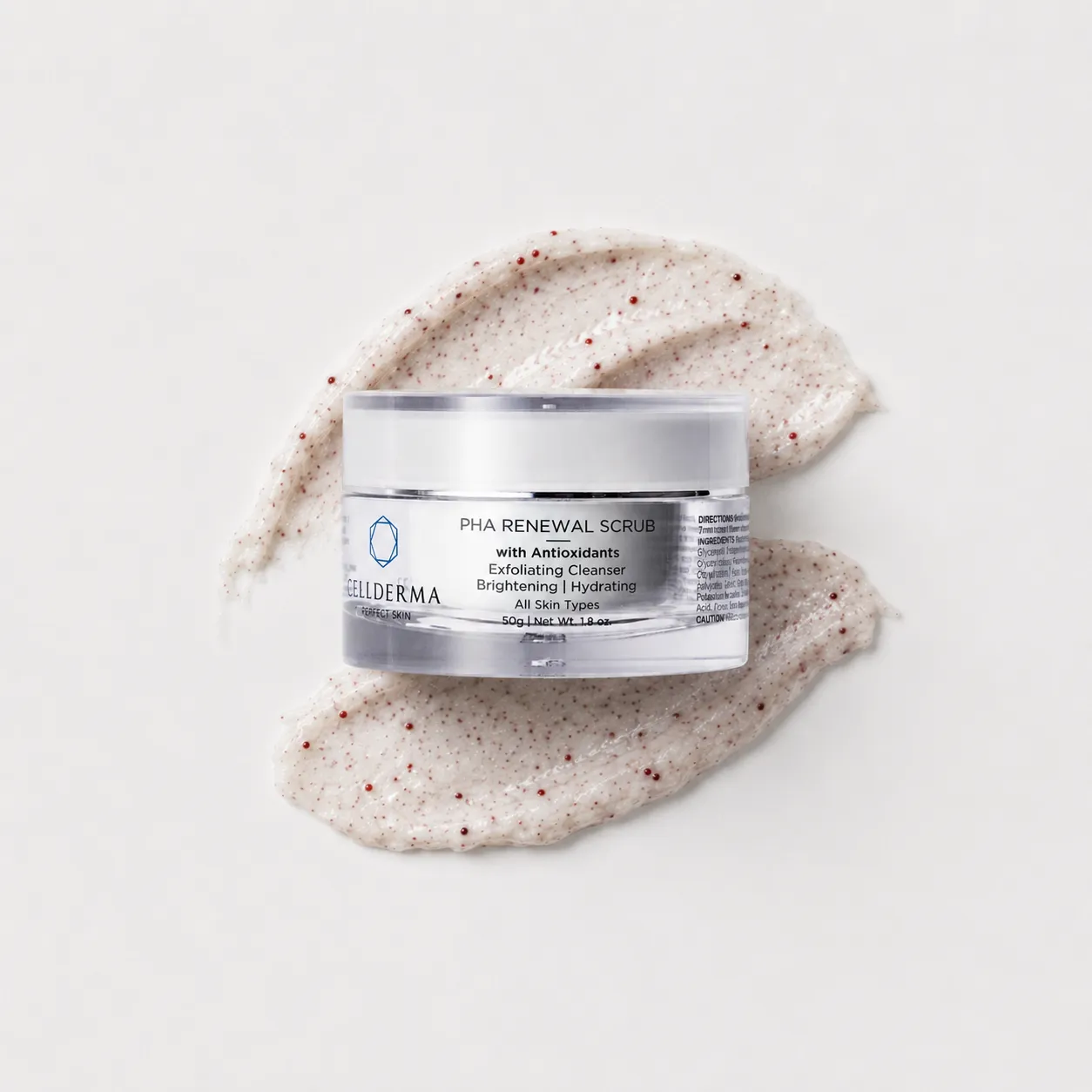 CellDerma PHA Renewal Scrub displayed with its creamy texture